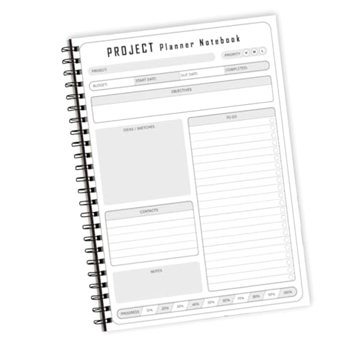project planner notebook project management workbook with checklist project to do list notebook project planner for business project notebooks for work