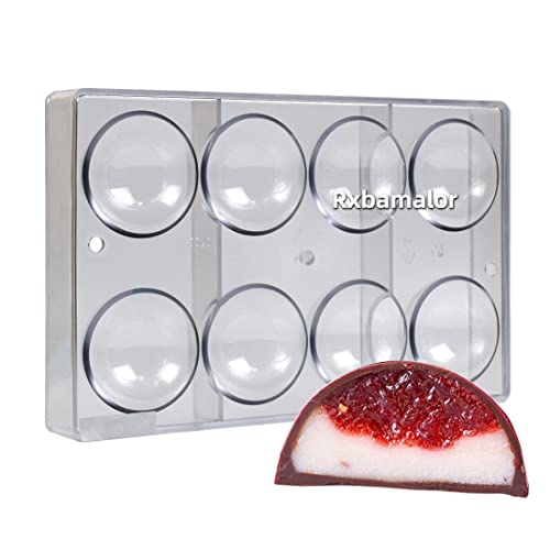 Hemisphere Chocolate Mold Polycarbonate 8 Cavity Sphere Candy Chocolate Bonbon Bomb Baking Pastry Cake Mould (Cavity Diameter:2.36Inch / 60Mm) #TOP2