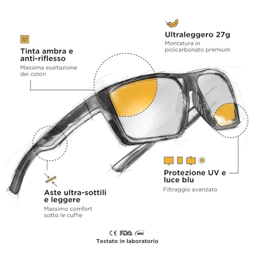 • Occhiali Luce Blu Uomo Donna | Occhiali Gaming Anti Luce Blu Protezione Ottimale Anti-Fatica | Amber - Gadget - Immagine 1