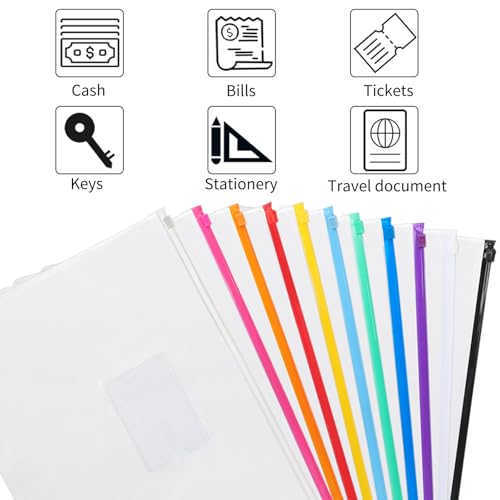 EOOUT 36 envelopes de plástico, envelopes de poliéster com zíper, pastas de arquivo, A4, tamanho car