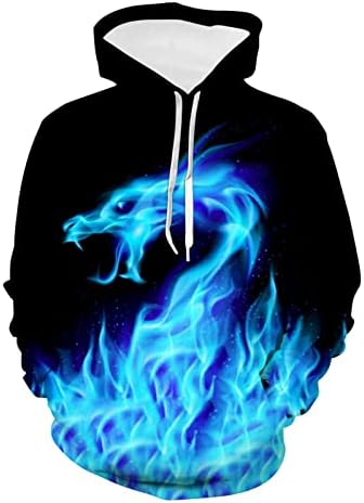 BIKALUN Men's Basketball Fire and Water Hoodie 3D Print Sweater Hooded Long  Sleeve Sweatshirts Tops Blouse with Pocket, Blue Fire Dragon 1 : Amazon.nl:  Fashion