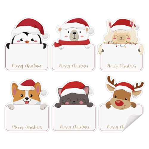 120 Pcs Christmas Labels Stickers Xmas Gift Sticker Sticky Merry Christmas Tags Stickers Self Adhesive Labels for Presents Cards Envelope Bags