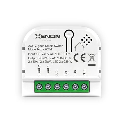 Xenon Smart Uygulama Denetimli Tuya Uyumlu Google Home/Alexa Destekli Switch Akıllı X7054 Zigbee İkili Anahtar Işık Şalteri Röle Modülü Mobil