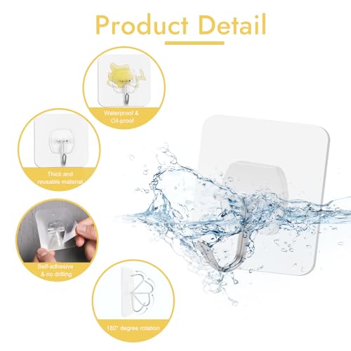 15 Stück Klebehaken Extra Stark,Haken Selbstklebend,Wandhaken Selbstklebend,Haken Ohne Bohren,Klebehaken Transparent,Wasserdicht Selbstklebende Haken mit Schaber für Küche,Bad,Büro,Decke,Wand (20kg)