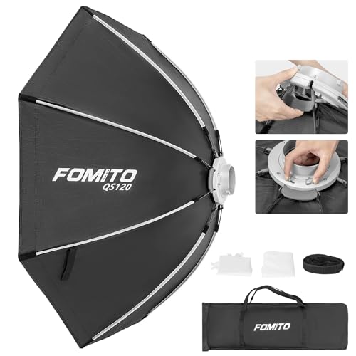 FOMITO 47.2"/120cm Octagonal Softbox, Quick Release Bowens Mount Softbox with Honeycomb Grid, Light Diffusers, Bag for Godox SL-60W SL60IID SL150R SL300R by FOMITO - Used condition - US$57.93