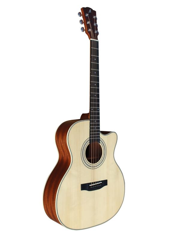 Image of Merida Extrema M1GAC-EQ Grand auditorium Cutaway Electro-Acoustic Guitar With Padded Bag - Natural (solid spruce top with Fishman pickup)