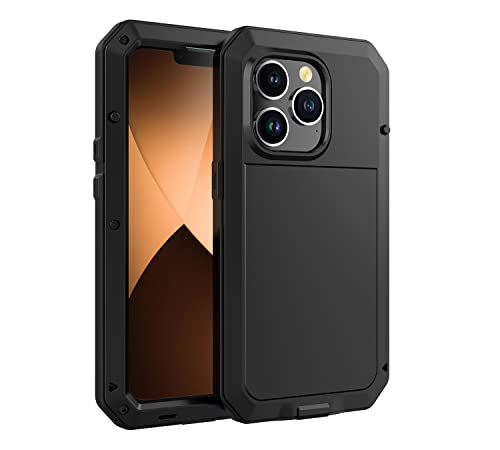 Marrkey for iPhone 13 Pro Max Case,360 Full Body Protective Cover Heavy Duty Shockproof Tough Armour Aluminum Metal Case with Silicone Built-in Screen Protector for iPhone 13 Pro Max 6.7" - Black