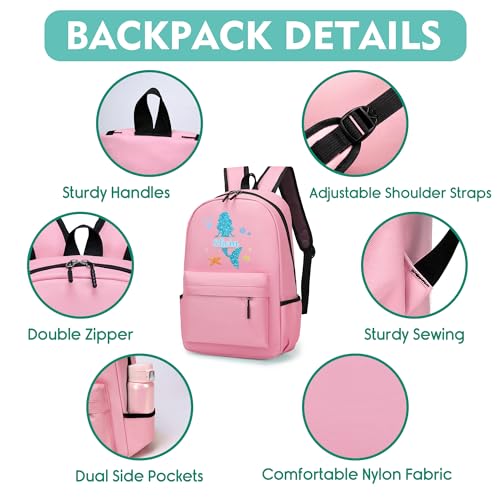 Customized Mermaid Kids Backpack with Name, Personalized Backpack for Girls Teenager, Custom Back to School Backpack for Kids, Casual Book Bag for Travel Picnic Camping, PVC Waterproof School Bag4
