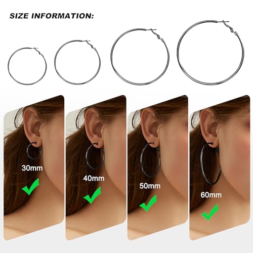 Image of 4 Pairs Silver Gold Hoop Earrings for Women | 14K Gold Plated Hoop Earrings Set Hypoallergenic Earring Lightweight Dangle Earrings Set