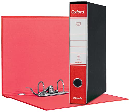 Esselte Oxford G82 - Grabador con funda, con mecanismo de palanca n.º 1 en formato comercial (23 x 30 cm) con lomo de 5 cm, rojo, paquete de 8 unidades, 390782160