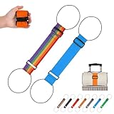 Adjustable Luggage Connector Straps, Multi Use Strong Adjustable Luggage Connector Straps, for Suitcases, Water-Resistant Travel Strap, for Suitcases, Adjustables Buckle (Blue+Rainbow)