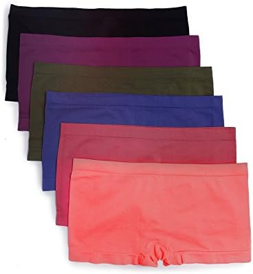 Caramel Cantina 6 Pack Nylon Spandex Plus Size Hipster Boy Short Panties (3X, Fall)