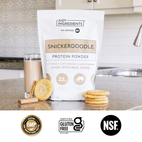 Image of JUST INGREDIENTS Snickerdoodle Protein Powder - Grass-Fed Whey, Plant Proteins, Cinnamon Vanilla - 30 Servings