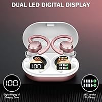 Rulefiss Bluetooth Kopfhörer Sport, In Ear Kopfhörer Kabellos Bluetooth 5.3 HiFi Stereo, Treiber Wireless Earbuds mit HD Mic, 48Std Ohrhörer mit Bügel, IP7 Wasserdicht/800mAh USB-C LED Ladebox – Ansicht 5