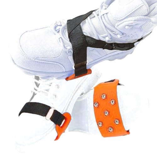 One Fit All Snow Ice Cleats for Women Kids or Men, Quick Slip On Ice Spikes Grippers for Shoes and Boots Sizes 3.5-11, Universal Everyday Use Mid-Sole Design with Add-On Buckle Straps