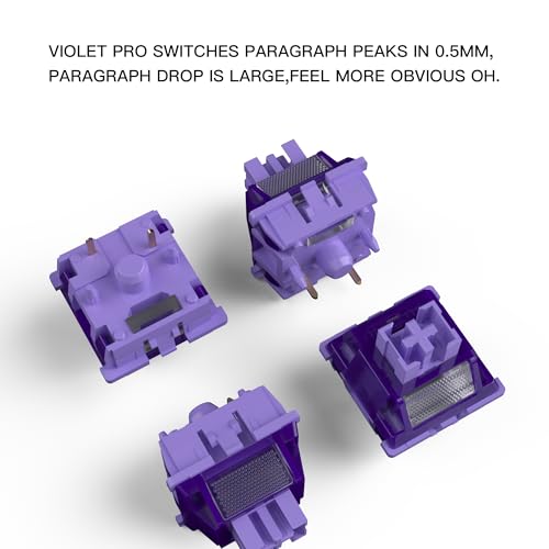 Image of Outemu Violet Heavy Tactile Keyboard Switches with Diffuser(20Pcs) | Hot-swap Pre-Lubed 5 Pin 40gf Office Typing Switches,Dustproof MX Style Smooth feel for Mechanical Gaming Keyboards