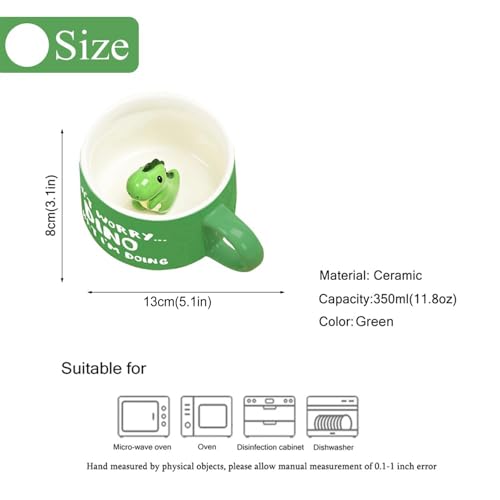 Dinosaurier Keramik Tasse Lustig Personalisiert, Kawaii Süße Coole Sachen Kaffeebecher Cappuccino Lustige Tassen Personalisierte Dankeschön Beste Freundin Geschenke für Frauen, Männer, Mädchen