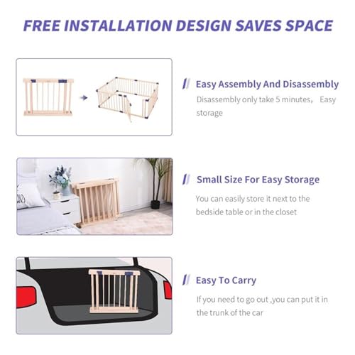 Pemberly Row Modern Baby Wood Safety Gate with Blue Connector