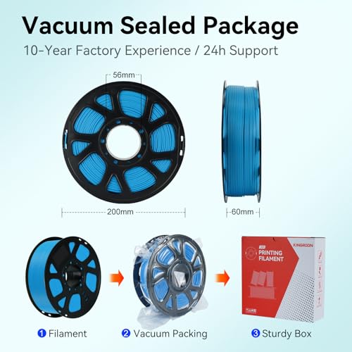 Image of Kingroon PLA Filament 1.75mm, 1kg Spool (2.2lbs), + /- 0.02mm Tolerance, Smooth 3D Printing Filament, Fits for Most FDM 3D Printers, Cyan