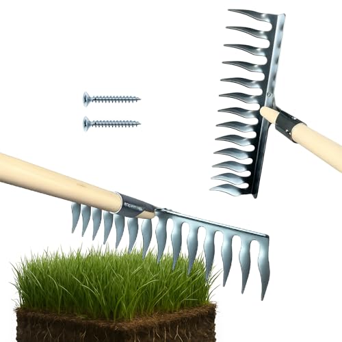 Crisalide® Arieggiatore per Prato con 14 Denti in Metallo – Manico da 150 cm – Ideale per Arieggiare Erba e Terreni Aridi – Migliora il Drenaggio e la Circolazione dell’Aria