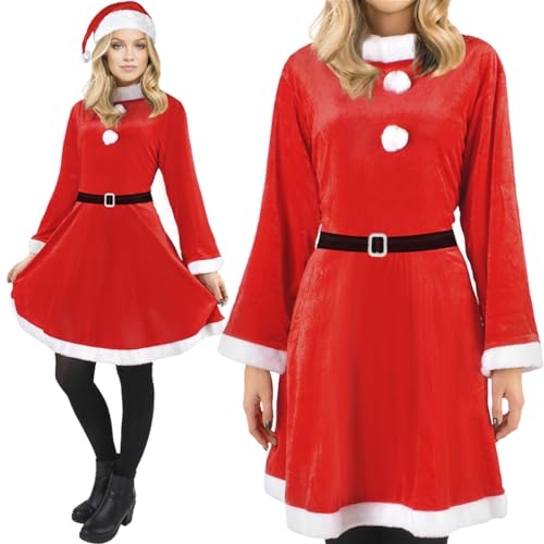 MT MALATEC 22702 Costume de femme de Noël Mrs. Santa Claus Costume de flocon de neige 3 pièces