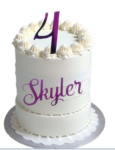 Personalise Letters/Name/Numbers/Age; Anniversaries; Birthdays, Wedding, Bridal, Baby Showers, Gift Items, Party Etc Cake/Cupcake Topper/Decoration- Mirror Card (Purple) โ image 1