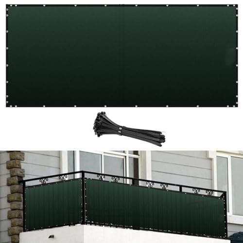 Wzhslkx - 3' x 10'Privacy Screen Outdoor Fence Cover Weather Resistant UV Protection Shield with Cable Ties for Porch Deck Backyard Wall Garden Yard Patio to Sun Shade（Green）