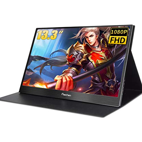 Prechen,Portable Monitor USB-C 13.3 inch 1920x1080 Resolution Dual USB-C interfaces Compatible for Laptop Cellphone PS3 PS4 Xbox360 Built-in Speaker