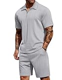 COOFANDY Mens Short Sets 2 Piece Outfits Fashion Summer Tracksuits Casual Shirt and Shorts Set