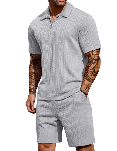 COOFANDY Mens Short Sets 2 Piece Outfits Fashion Summer Tracksuits Casual Shirt and Shorts Set