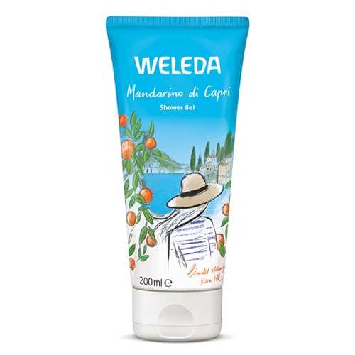 WELEDA Gel de ducha Bio Mandarino di Capri vegano – Naturkosmetik Limited Edition Unisex ducha con aroma a mandarina/romero, cuidado natural de la piel, jabón de ducha para limpieza facial y cuerpo (1