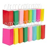 COGLARING 24Pcs Gift Goody Favor Bags Colored Kraft Paper, 8 Colors Rainbow Bags for Party Birthday