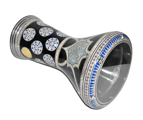Darbuka doumbek drum tabla 17/17.5 inch inlaid mother of pearl with free bag (Night Blossom)
