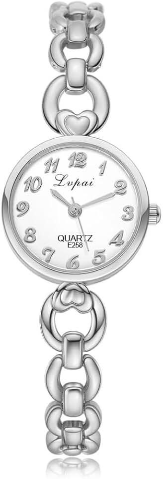 Relógio De Pulso Feminino Prata Pequeno Quartz Analógico
