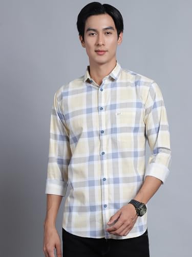 Image of Majestic Man Men Box Checkered Slim Fit Cotton Casual Shirt