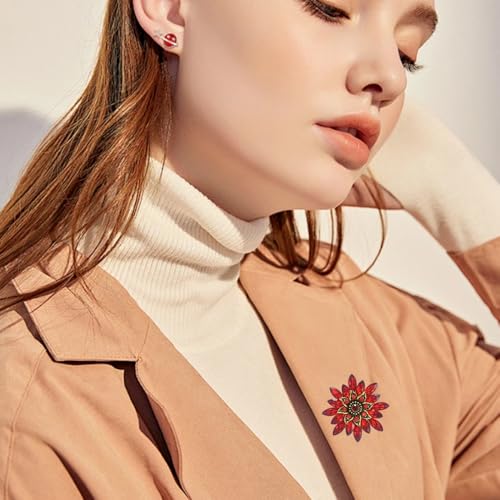 Image of Large Crystal Flower Brooch Pin for Women Red purple pink green Rhinestone Flower Lapel Pin Wedding Party Birthday Dance Banquet Dress Suit Ceremony Clothes Hat Bag Accessories Jewelry