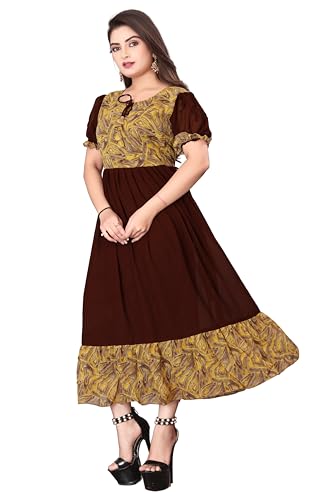 Image of eightone Floral Printed Cotton Frock for Women | Fit and Flare Midi One Piece Dress | Casual Western Dress for Women