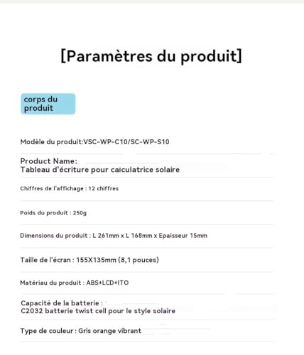 Calculatrice solaire avec bloc-notes LCD effaçable blanc 12 chiffres bureau - 5