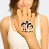 Tatouages temporaires personnalisés 1,2/1,6/1,9/2,4 pouces Tatouages personnalisés Tatouages temporaires personnalisés avec nom, logo, photo du visage pour adultes Mariage Anniversaire (Style 14)