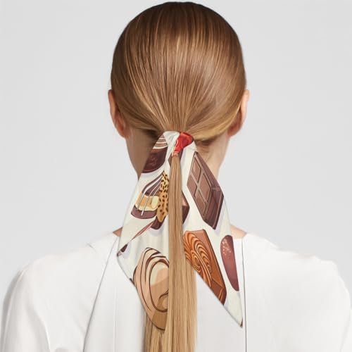 Chocolate Silk Like Head Scarf for Women Silk Satin Neck Scarf 23.6" x 23.6" Breathable Lightweight Printed Bandana Square Scarf for Hair Wrapping, Sleeping4