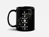 Soul'n'Passions Moon Phase Hippie Stay Wild Moon Child Ceramic Mug, 11 oz, Black