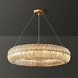 FINE MAKER Modern Round Crystal Chandelier Light Fixture, 8-Light Luxury Gold Crystal Pendant Lights