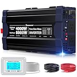 4000W Pure Sine Wave Inverter,Peak Power 8000W 12V DC to AC 110V120V,Remote Control...