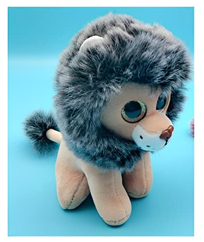 Image of Tickles Lion Glitter Eyes Soft Stuffed Plush Animal Toy for Kids Birthday Gift (Size: 20 cm; Color: Brown & Black)