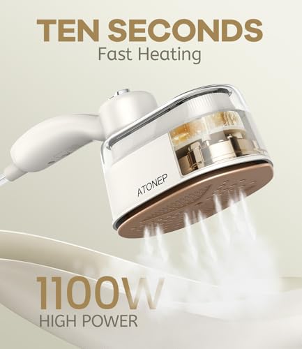 ATONEP Portable Travel Steamer for Clothes, 2-in-1 Steamer & Iron for Clothes, Handheld Rotatable Garment Steam Iron, 1100W 10S Fast Heat Up for Wrinkle Remover for Dress Shirts 110-120V — view 2