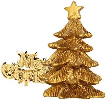 Anniversary House 2pcs Gold Tree Resin Cake Topper & Gold Merry Christmas Motto Luxury Boxed Cake Decorations - Image 3
