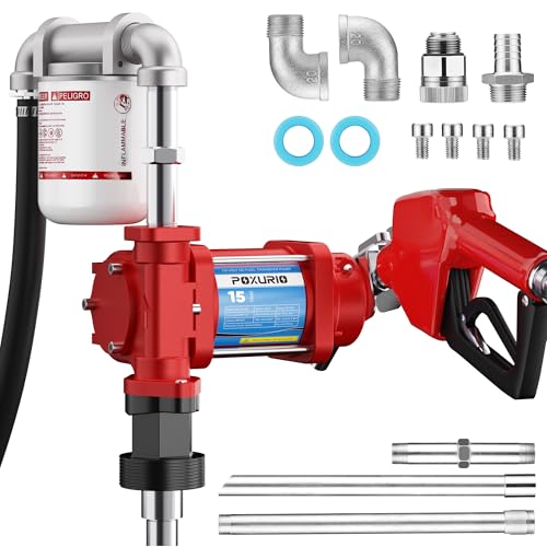 Poxurio Fuel Transfer Pump 15gpm 12v Transfer Pump With Discharge Hose Autom...