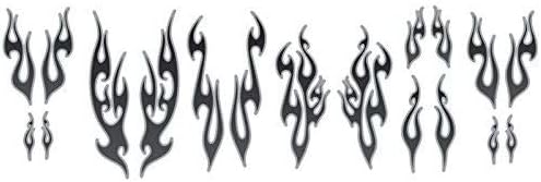 No. 18 - Onyx with Smoke Pinstripe -18pc - Tribal Flame Decals for Motorcycle Tank, fenders, Helmet