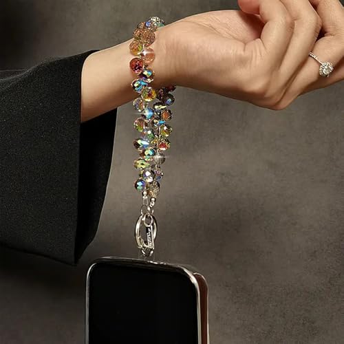 Llavero de pulsera anticaída con cuentas de cristal 7
