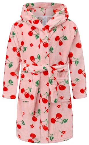 Image of Kid Fleece Hooded Robes Girls Bathrobes Boys Soft Plush Sleepwear Toddler Fuzzy Pajamas